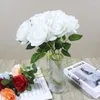 Kwiaty dekoracyjne 3/5 szt. Sztuczny jedwabny bukiet czerwony fałszywy kwiat róży na ślub Dekoracja stolika domu