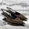 Dress Shoes Stylish Leopard Women Slingback Cutouts Low Heels Pointed Toe Buckle Strap Printed Pumps Drop