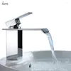 Bathroom Sink Faucets Hm Basin Waterfall Single Handle And Cold Mixer Tap Chrome Finish Origin Guandong China