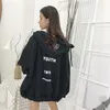 レディースジャケット2024秋の韓国の渦中coaジッパーフード付きルーズバックレタージャケット女性のかわいい日本のカワイコート