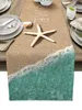 Witamy w Sea Beach Starfish Shell Linen Table Runner Table Dekoracje stolika do mycia stolika jadalnia Wakacyjna wystrój 240325