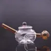 2pcs Thé chinois Forme en verre brûleur d'huile de bang bubbleur fumant pipe d'eau tampon de gréement de cendres de cendres