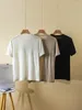 Kadın Tişörtleri 3 Renk Kadın Boncuk Pocket Örgü Tshirt Kısa Kollu Yaz 2024 Basit O-Neck Ladies All-Match Tee Tops