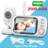 Monitors New Upgrade 3.5 inch Wireless Video Color Baby Monitor Portable Baby Nanny Security Camera Night Vision intercom TypeC Charge