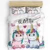 Bedding Sets Kawaii Stars Hippo Baby Cute Animal White 3pcs Set For Double Bed Home Textile Duvet Cover Quilt Pillowcase