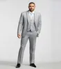 New Trendy Design Two Buttons Light Grey Groom Tuxedos Notch Lapel Groomsmen Man Suits Mens Wedding Suits JacketPantsVest9642275