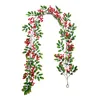 Decorative Flowers Wreaths For Valentines Day Red Berry Garland With Green Leaves Wired Christmas Rustic Welcome Sign Light