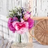 Fleurs décoratives QSM 1Pack Pink Artificial Silk pivoines Hydrangea Bouquet Decor Fauon Fleur de pivoine pour tables Arrangements de mariage