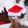 Hondenkleding Kerstmis Santa Claus Hoed Red Wit Plush Pet Winter Winddichte Xmas Cat Cap Decor voor jaar feestartikelen