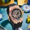 92 Onola/orona Fashion Tiktok New Rainbow Diamond Fully Automatic Mechanical Men's Silicon Tape Waterproof Watch