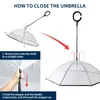 Dog Apparel Transparent Umbrella -Easy View Folding Adjustable For With Leash Small Pets Metal