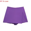 Skirts Pink Purple Mini Culottes Shorts Street Look Colorful Asymmetric Split Khaki Woman Outfit 4661515 Nice Quality