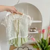 Clothing Sets 2024 Summer Baby Girl 2PCS Clothes Set Cotton Slip Triangle Romper Lace Short Sleeve Sunscreen Cardigan Suit Infant Outfits