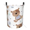 Sac à linge Panier de panier Sac de rangement imperméable pliable mignon ours motif de vêtements sales