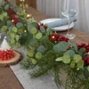 Kwiaty dekoracyjne Święta sztuczna sosna cyprysowa girland wakacje na zewnątrz na zewnątrz zimowy kominek zielony stół domowy dekoracja