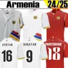 2024 Equipe nacional de Jerseys de futebol Armênia 24 25 adultos Home Away Jersey Treinando camisas de futebol uniformes de uniformes