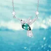 Pendant Necklaces Fashion Crystal Hummingbird Necklace Exquisite Shiny Zircon Animal Choker For Women Wedding Party Jewelry Gifts