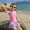 Set Children Swimwear Girls Two Pieces Swim Cost Migne Princess Girl Girl Swimsuit Kids Tankini Bathing Trots de plage Suite de natation en jupe de plage 614Y