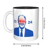 マグバイデン2024カップ350mlセラミックマグカップ大統領選挙耐久性のある旅行面白いキッチン装飾男性用のコーヒーカップと