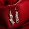 Boucles d'oreilles en peluche argentée Color Creative Grape Perles Drop For Woman Fashion Party Fine Gifts Elegant Noble Bijoux