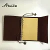 Notebooks RuiZe Vintage Travel Journal A5 Leather Notebook Traveler notebook kraft paper sketchbook diary blank note book 6 ring binder