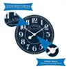 Horloges murales Blue Analog Round Farmhouse Round Farmhouse avec numéros arabes blancs et mouvement de quartz 50721