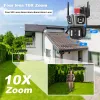 Kameror 8K 16MP WiFi IP -kamera 10x Zoom 4K utomhus säkerhetskamt CCTV Videoövervakning Fyra lins Tre skärm AI -spårningsnatt Vision