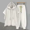 2023 Spring Fashion Tshirt Suit Mens Allmatch Hooded Vest Boutique Boutique Clothing Simple Style 240325