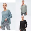 Lu Align T-shirt Aligner Sports pour les dames Casual Wear à manches longues Loose Tops Drying with Fitness Runnin Jogger Lemon Dame Lady