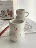Mokken Mooie Winter Snowman Handgeschilderde Underglaz Ceramic Breakfast Breakfast Mok