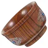 Skålar praktisk trä skål tibet stil trä container vintage naturlig salladblandning