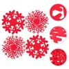 Oreiller 4 PCS Desk Mat Desktop Christmas Coasters Home Flock Dry Snowflakes Cup Decorative Placemat Decorations for Anti-Scald