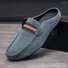 Casual Shoes Men's Loafer Lightweight Suede Summer Breathable Half Support Slippers Men