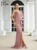 Casual Dresses Missord Glitter Pink Long Party Dress Women Elegant Spaghetti Strap Ruched Thigh Split Evening Prom Backless Gown