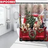 Duschvorhänge Frohe Weihnachten Hund 3D Badezimmer Vorhang Set Bad Matten Teppiche U-Form Matte Toilettendeckel Abdeckung Nicht-Schlupfteppich