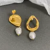 Boucles d'oreilles célèbres marques de créateurs baroques perl boucles d'oreilles en or irrégulier pour femmes bijoux de luxe de haute qualité piste de fête tendance goth boho