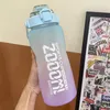 Water Bottles JFBL 2000Ml Large Bottle With Time Marker Portable Leakproof Free Non-Toxic Sports Drinking Straw