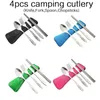 Dinnerware Sets JJYY 4Pcs/3Pcs Set Portable Printed Knifes Fork Spoon Stainless Steel Family Camping Steak Cutlery Tableware With Bag