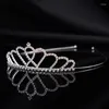 Hair Accessories 1pc Elegant Silver Crystal Peach Heart Bride'S Crown For Girls' Princess Birthday Year Or Christmas Party Gift