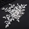 Headpieces Silver Vintage Rhinestone Bridal Hair Comb Handmased Pearl Wedding Headpiece Accessories Gold Party Head Dress For Women