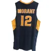 US Murray State Racers College Ja Morant 12 Navy Blue Blue Basketball Jersey Men's Jerseys все сшиты