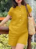 Zanzea Summer Urban Tracksuit Women Vintage Short Sleeve Blus sätter 2st Casual ol Work Matching Loose Trouser Suits 240327