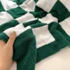 Blankets Nordic Style Checkerboard Knitted Nap Blanket Acrylic Plash Texture Suitable For Sofa Bed Cover Super Warm And Soft