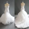 드레스 Amazing Mermaid Wedding Dresses 2018 Summer Beaded Aweetheart Bridal Gowns Lace up Back Tiered Sweep Train Wedding Swedidos 100% R