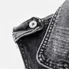 Coletes femininos rasgados coletes jeans curto jaqueta solta botão de bolso de bolso para baixo orifício de roupa de vestuário outono outono