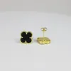 18k Gold Plated Classic Charm Earring Four Leaf Clover Studs Fashion Designer smycken Elegant Pearl Rose och silverörhängen för kvinnors högkvalitativa stud