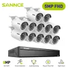 نظام SANNCE 5MP ULTRA HD POE VIDEO STROVEILLANCE SYSTEM 16CH NVR Recorder مع 12PCS كاميرا IP 5MP كاميرات CCTV