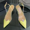 Dress Shoes Designer Brand 2024 Summer PVC Sandals Pointed Toe Pumps Kitten Heel Banquet Ladies Mules Bridal Wedding