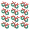 Flores decorativas 24 PCs Christmas Wreath Window Mini guirlandas penduradas ornamentos de brinquedo anel de brinquedo Sisal seda