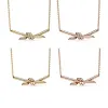 Halsketten 925 Sterling Silber Halskette Ladies Knot Plattierung 18k Gold Eingelegtes Zirkon Mode Luxus Geschenk